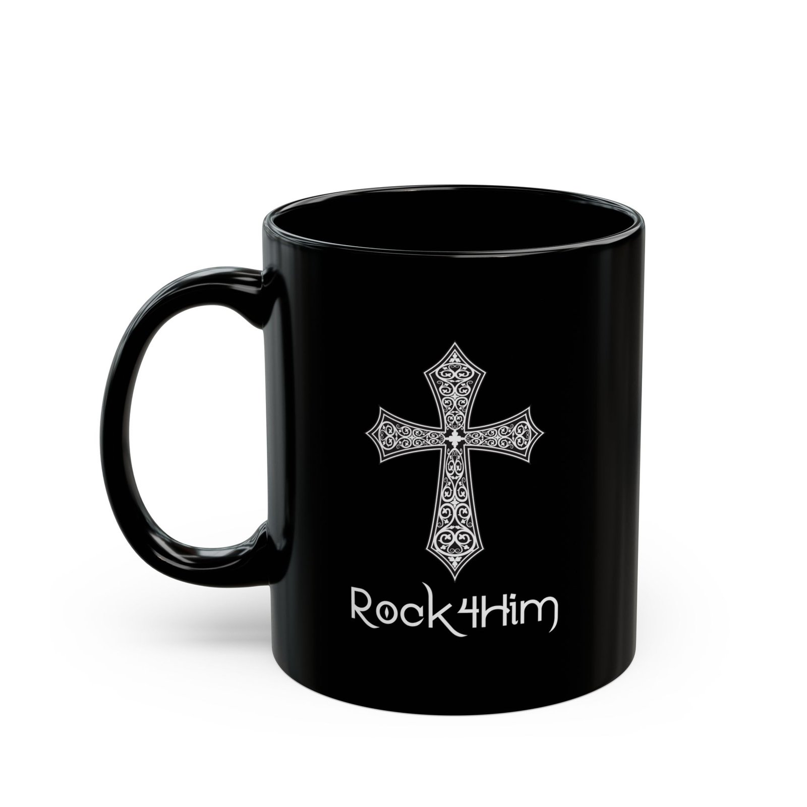 Rock4Him 11oz Black Mugs