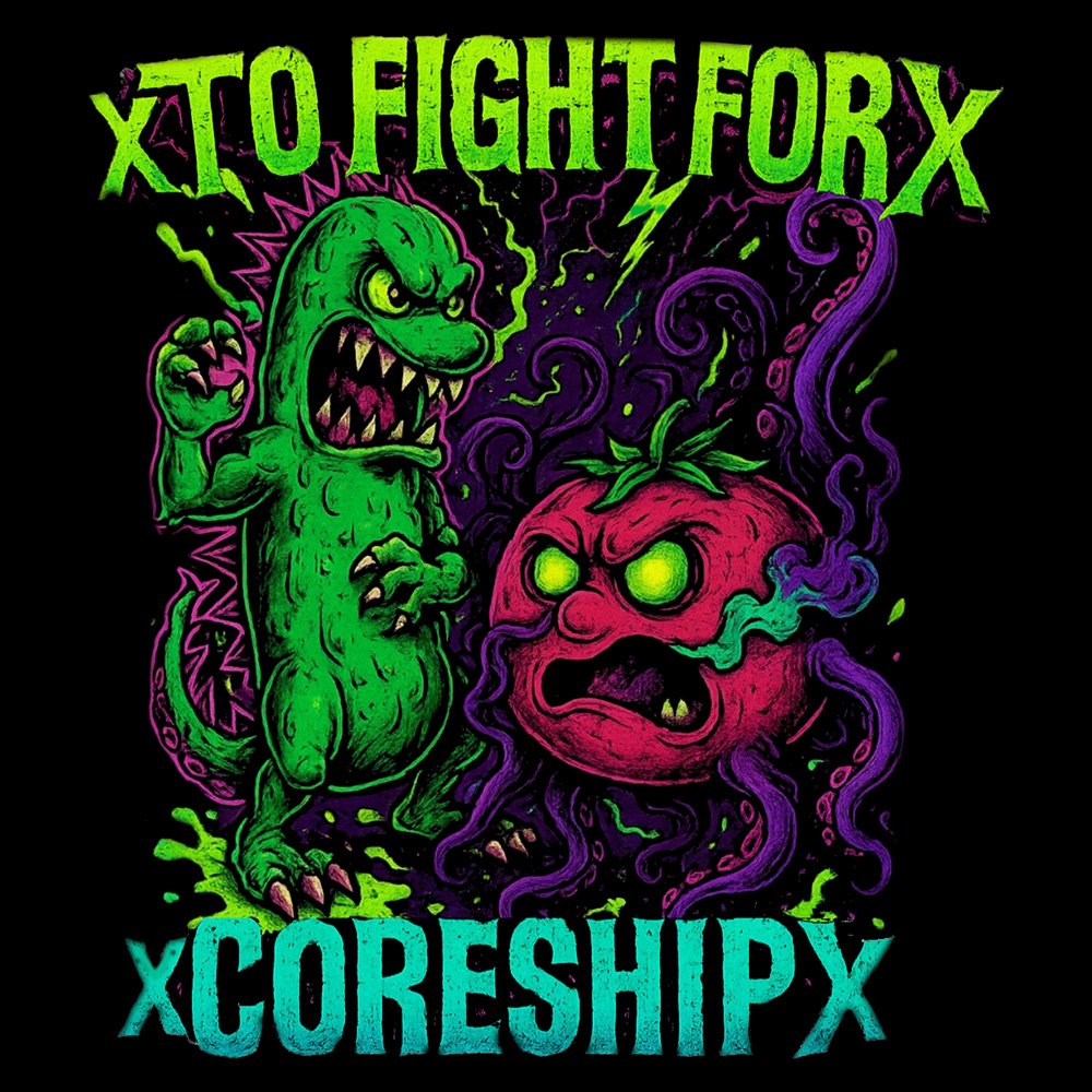 To Fight For - xCORESHIPx Veggies - Black Denim Printed Patches (2 sizes)