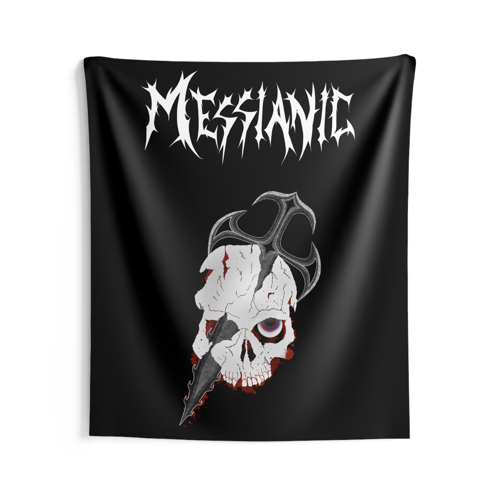 Messianic Skull White Logo Indoor Wall Tapestries