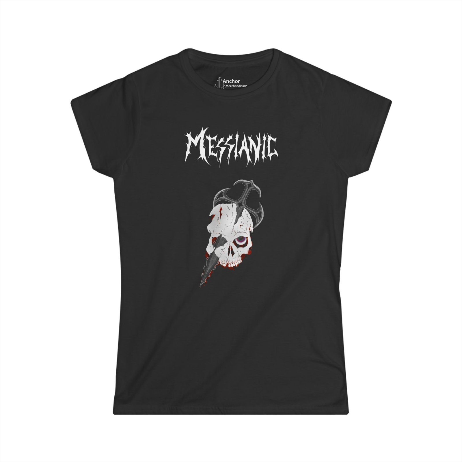 Messianic Skull White Logo Women's Short Sleeve Tshirt (2-Sided)