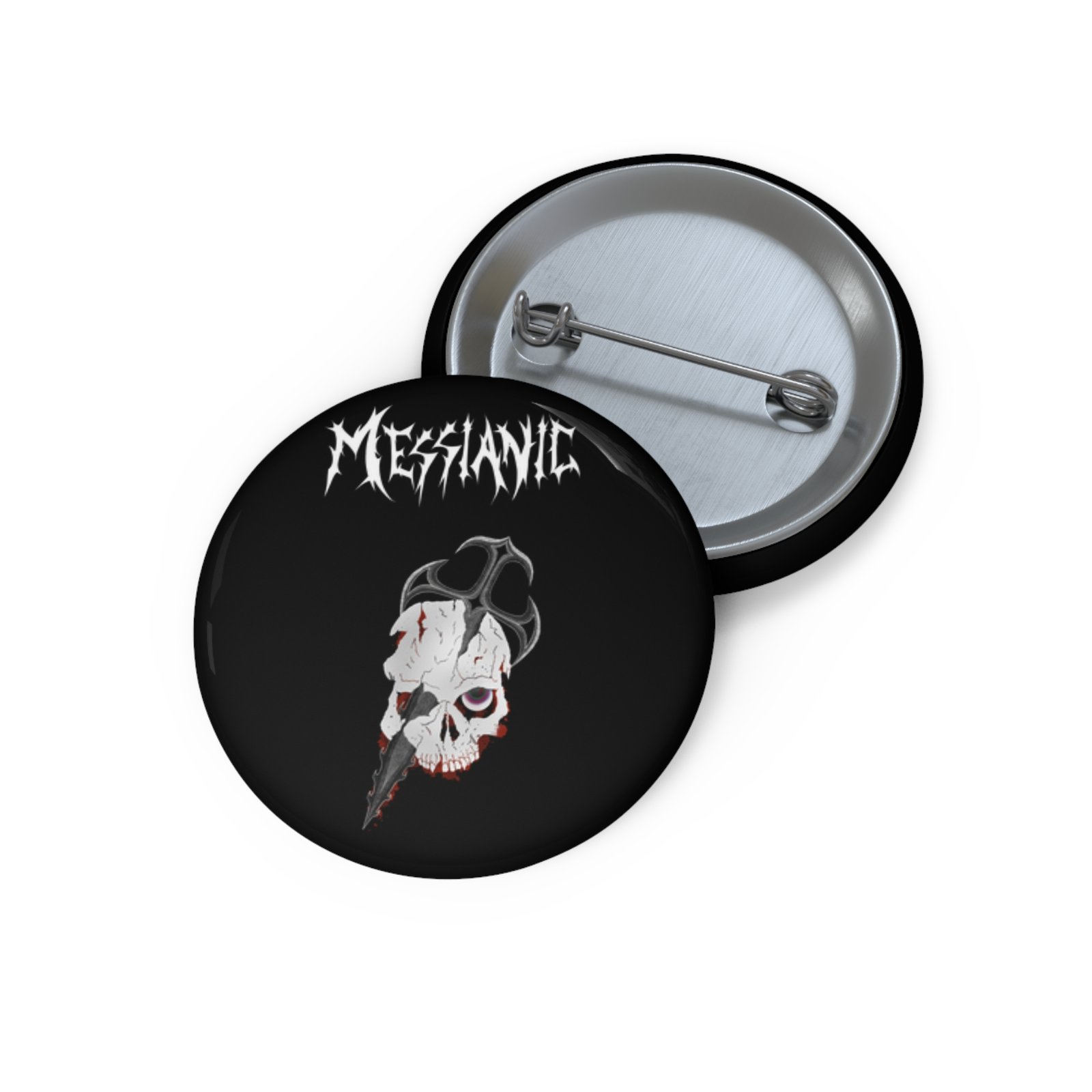 Messianic Skull White Logo Pin Buttons