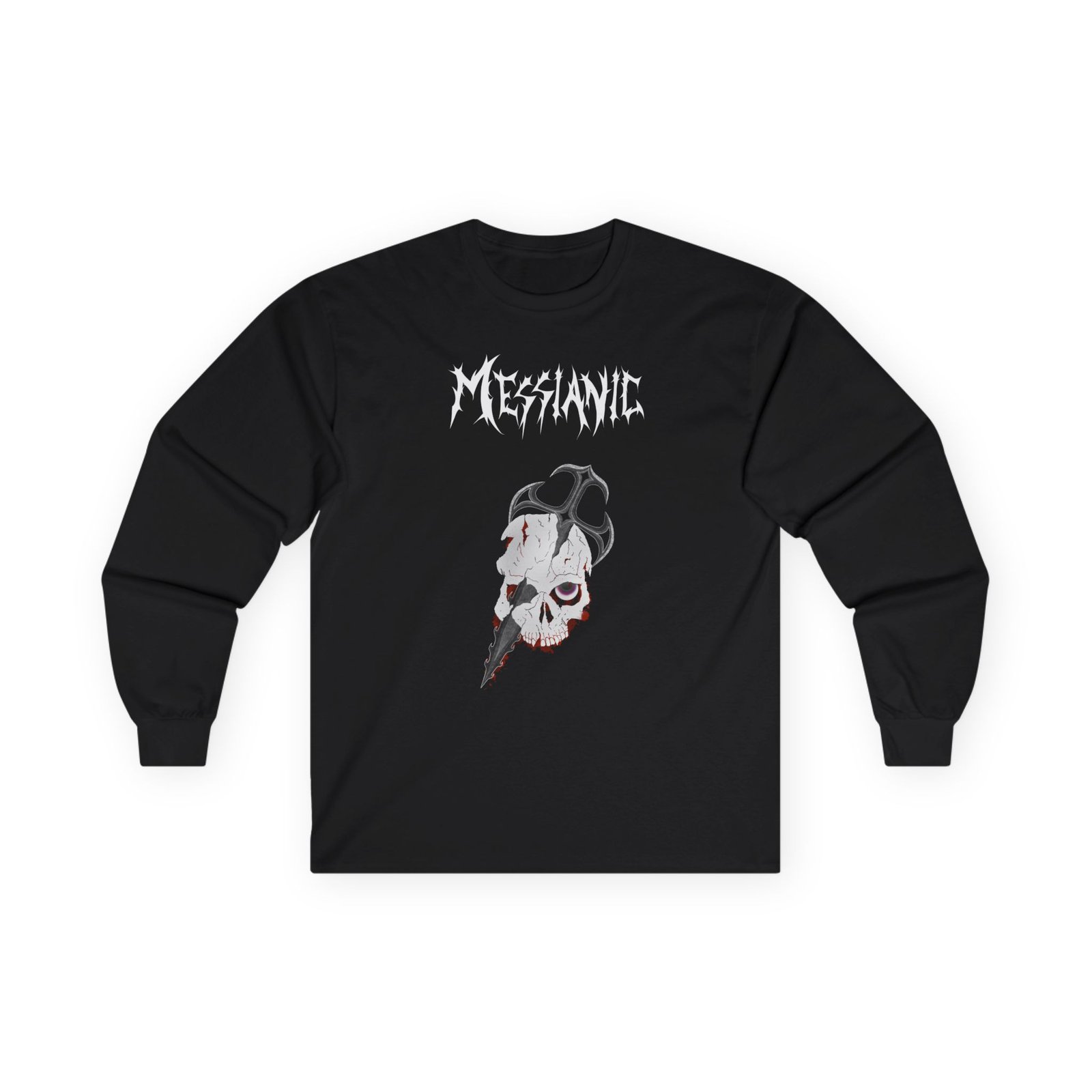 Messianic Skull White Logo Long Sleeve Tshirt (2-Sided)