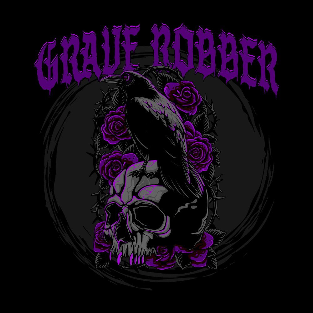 Grave Robber - Black Roses - Black Denim Printed Patches (2 sizes)