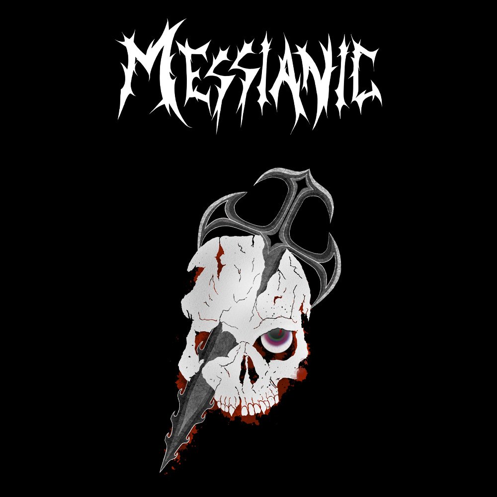 Messianic Skull White Logo - Black Denim Printed Patches (2 sizes)