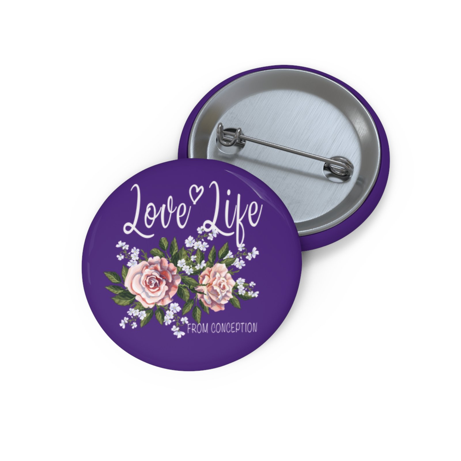 Rock For Life - Love Life Pin Buttons (Purple)