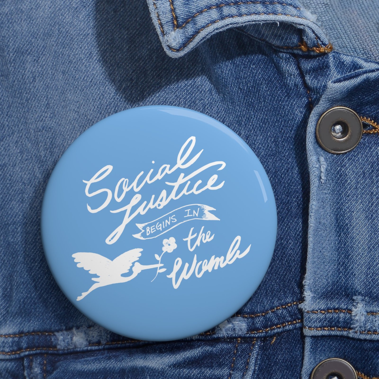 Rock For Life - Social Justice Pin Buttons (Blue)