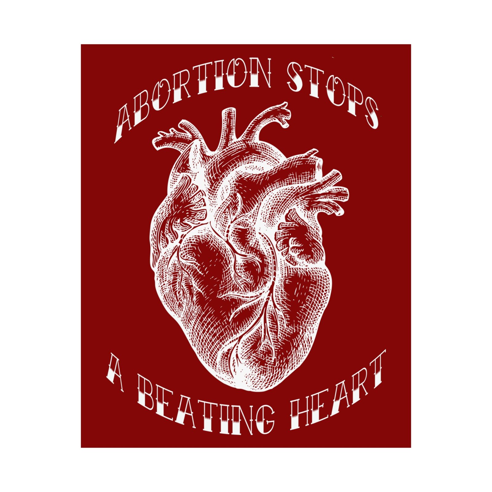 Rock For Life - Abortion Stops A Beating Heart Poster Prints (210gsm) (Red)