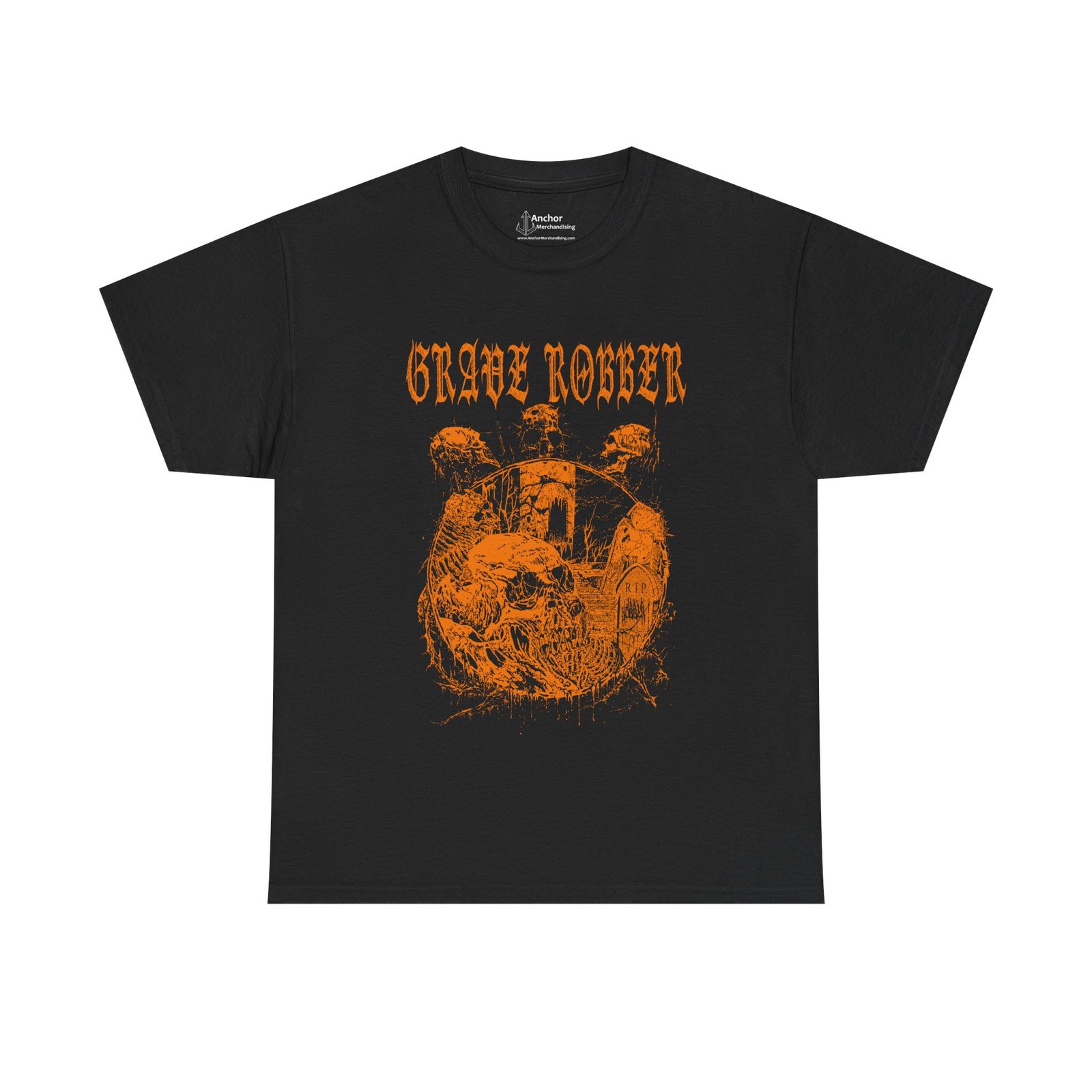 Grave Robber Decaying Skull LIMITED EDITION Orange Short Sleeve T-shirt