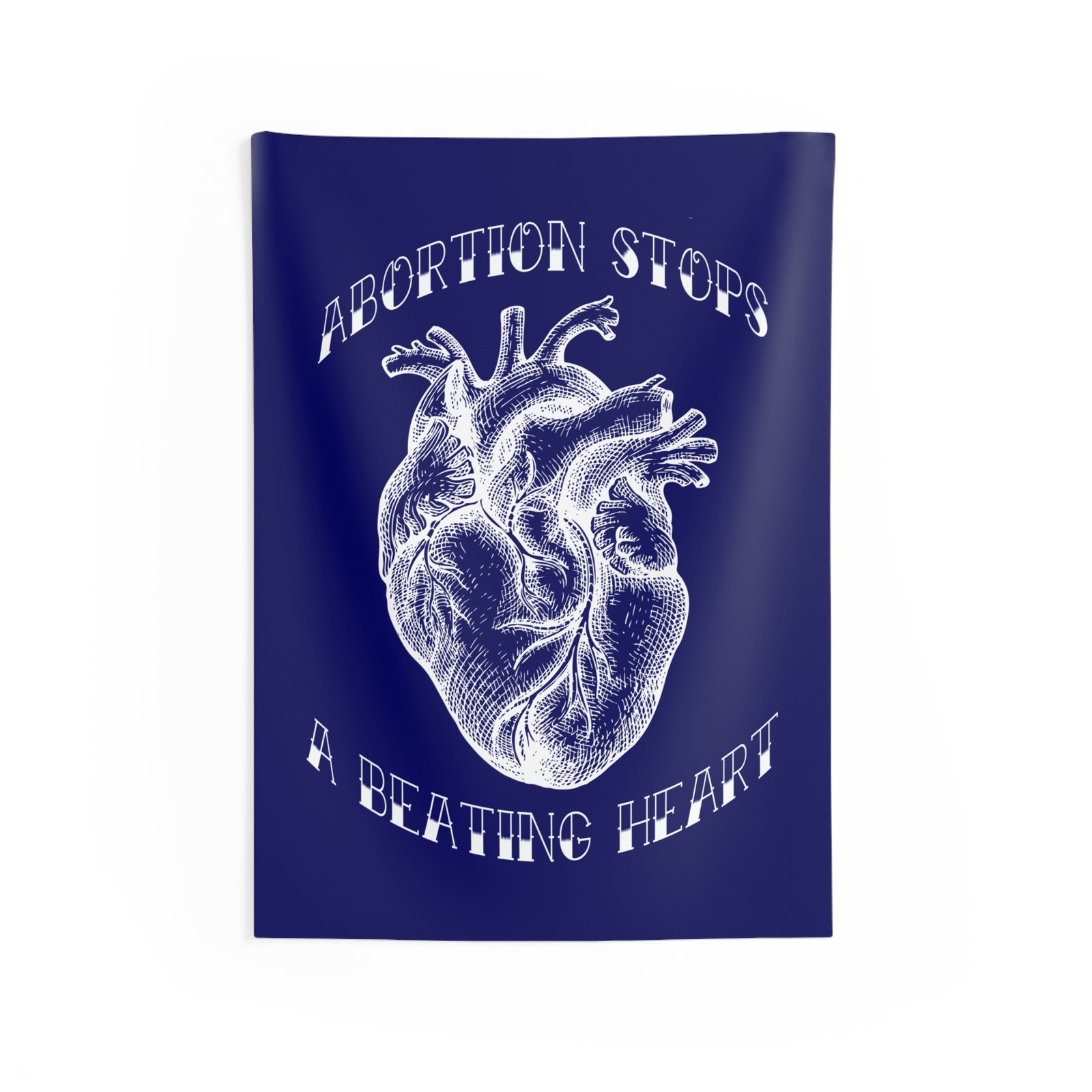 Rock For Life - Abortion Stops A Beating Heart Indoor Wall Tapestries (Blue)