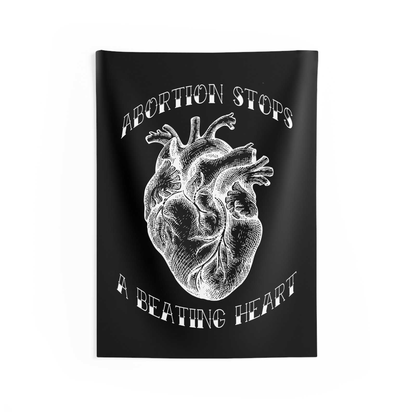 Rock For Life - Abortion Stops A Beating Heart Indoor Wall Tapestries