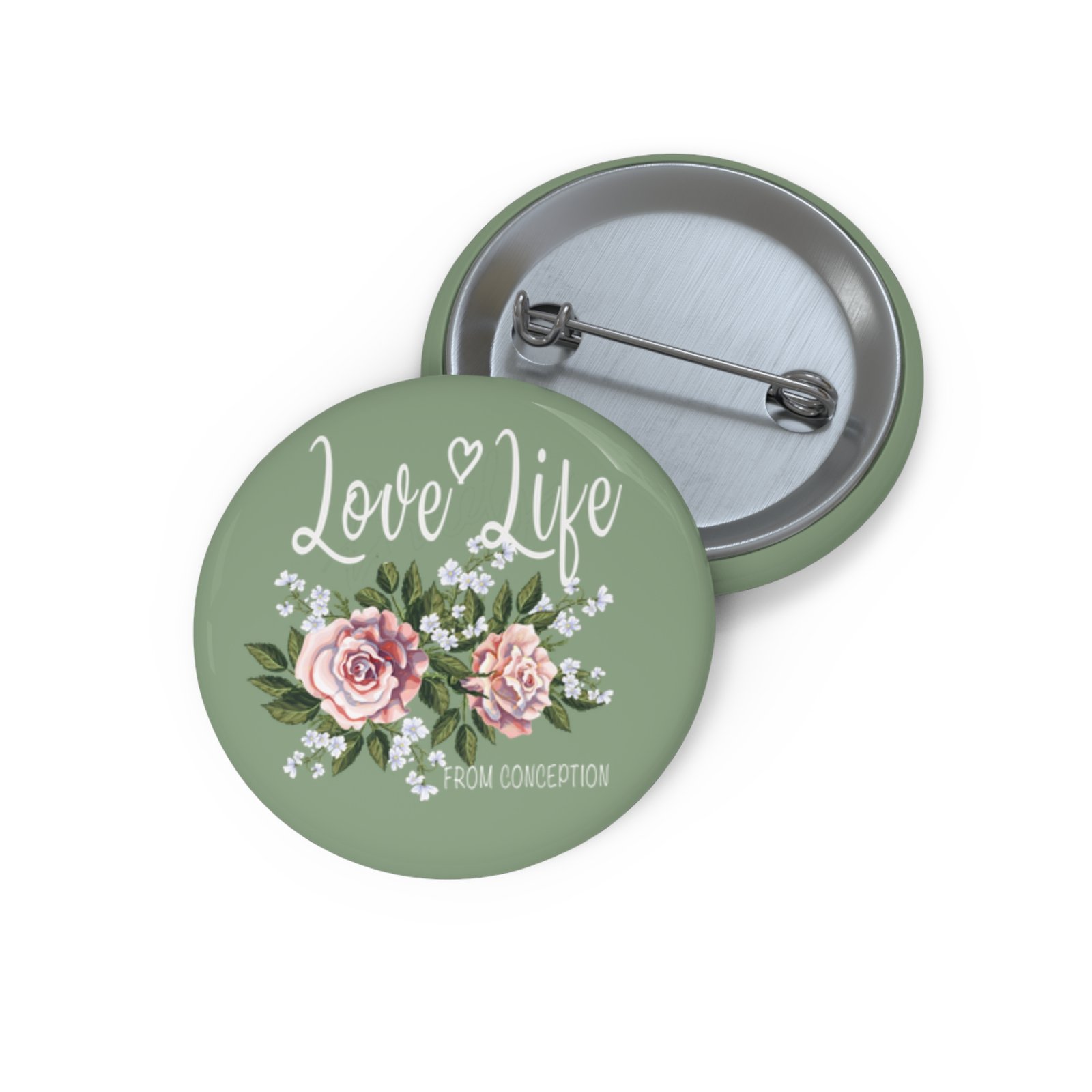 Rock For Life - Love Life Pin Buttons (Green)