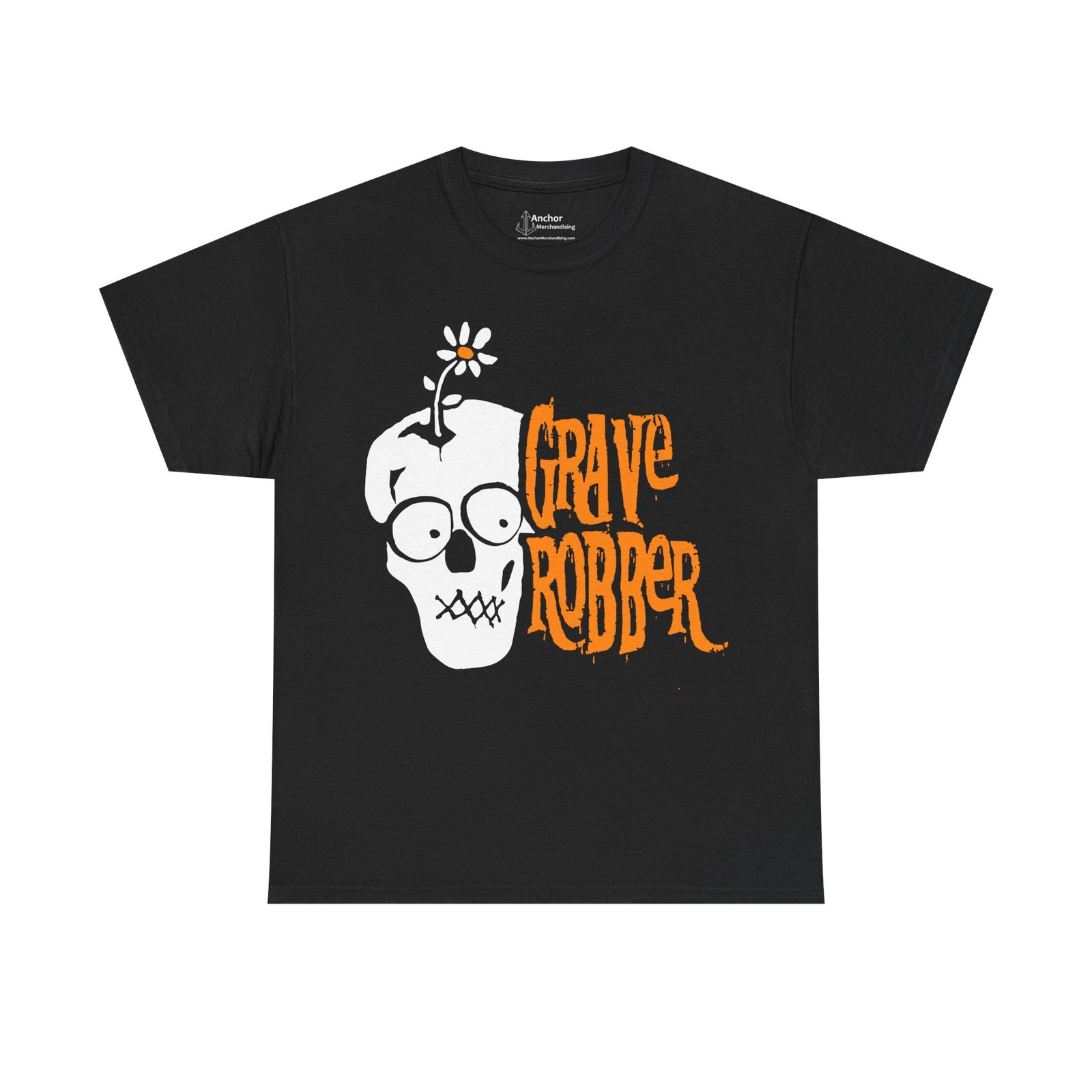 Grave Robber Flower and Skull (Orange) Short Sleeve Tshirt