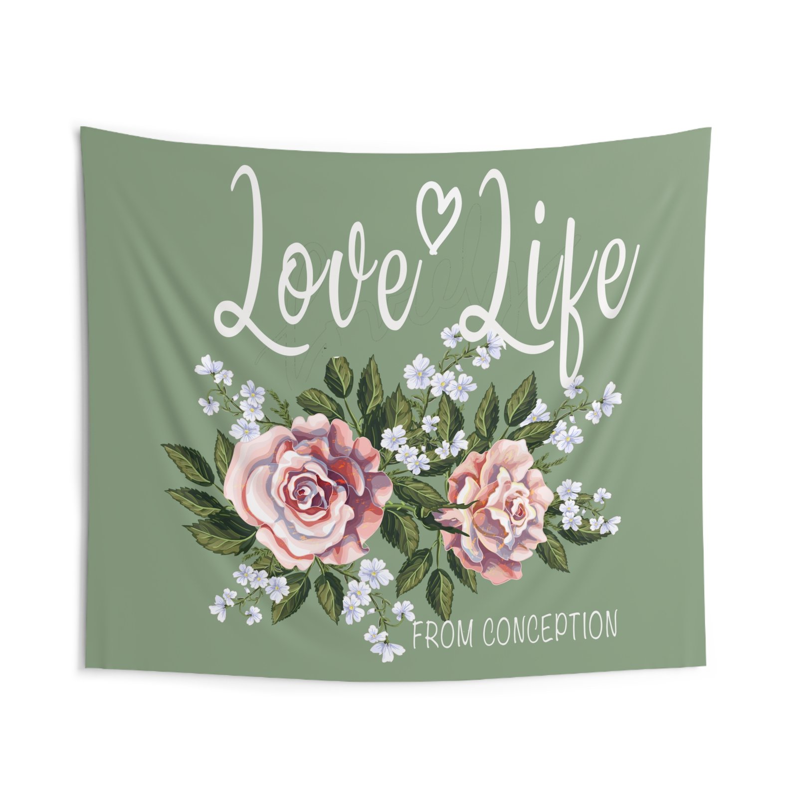 Rock For Life - Love Life Indoor Wall Tapestries (Green)