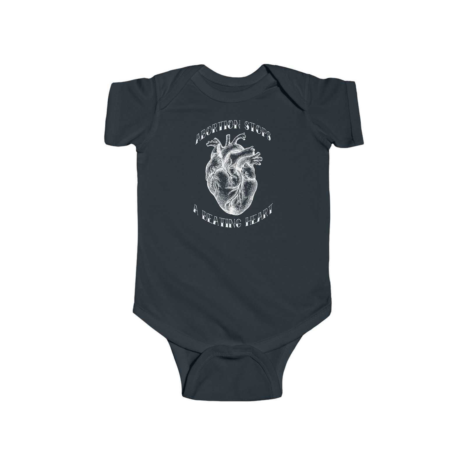 Rock For Life - Abortion Stops A Beating Heart Infant Fine Jersey Bodysuit