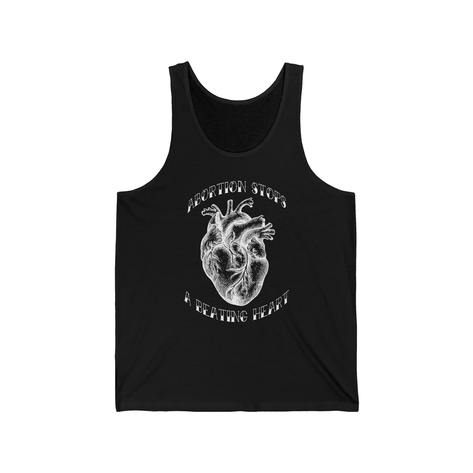 Rock For Life - Abortion Stops A Beating Heart Unisex Jersey Tank Top