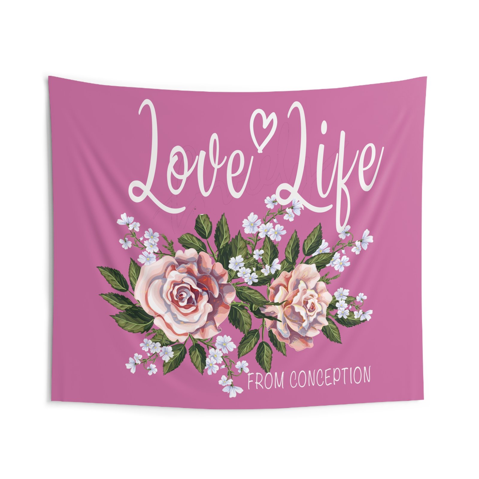 Rock For Life - Love Life Indoor Wall Tapestries (Pink)