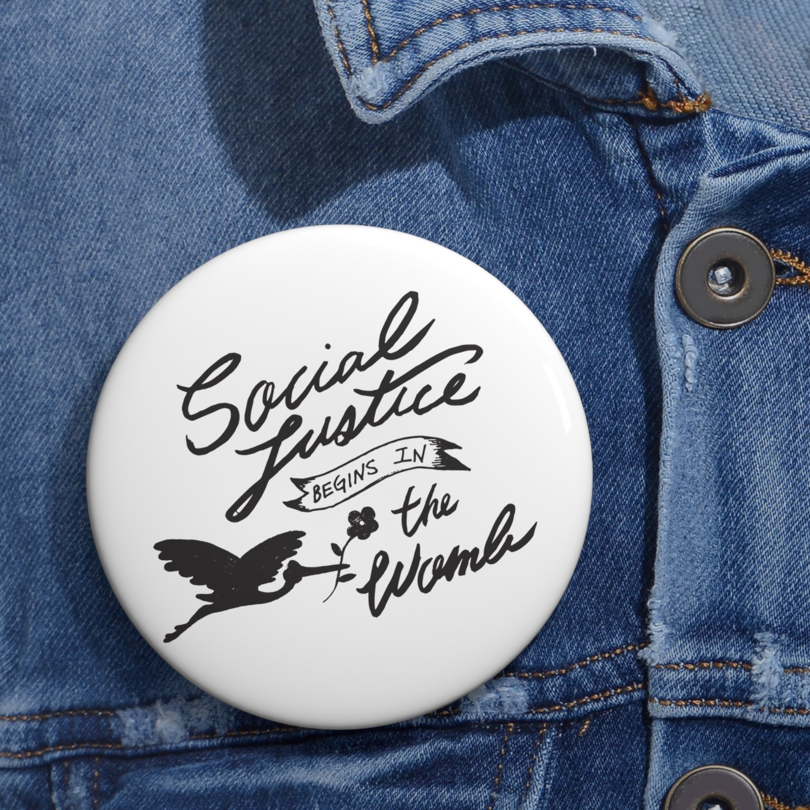 Rock For Life - Social Justice Pin Buttons (White)