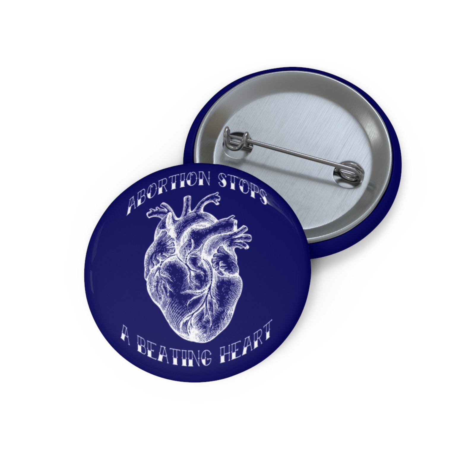 Rock For Life - Abortion Stops A Beating Heart Pin Buttons (Blue)