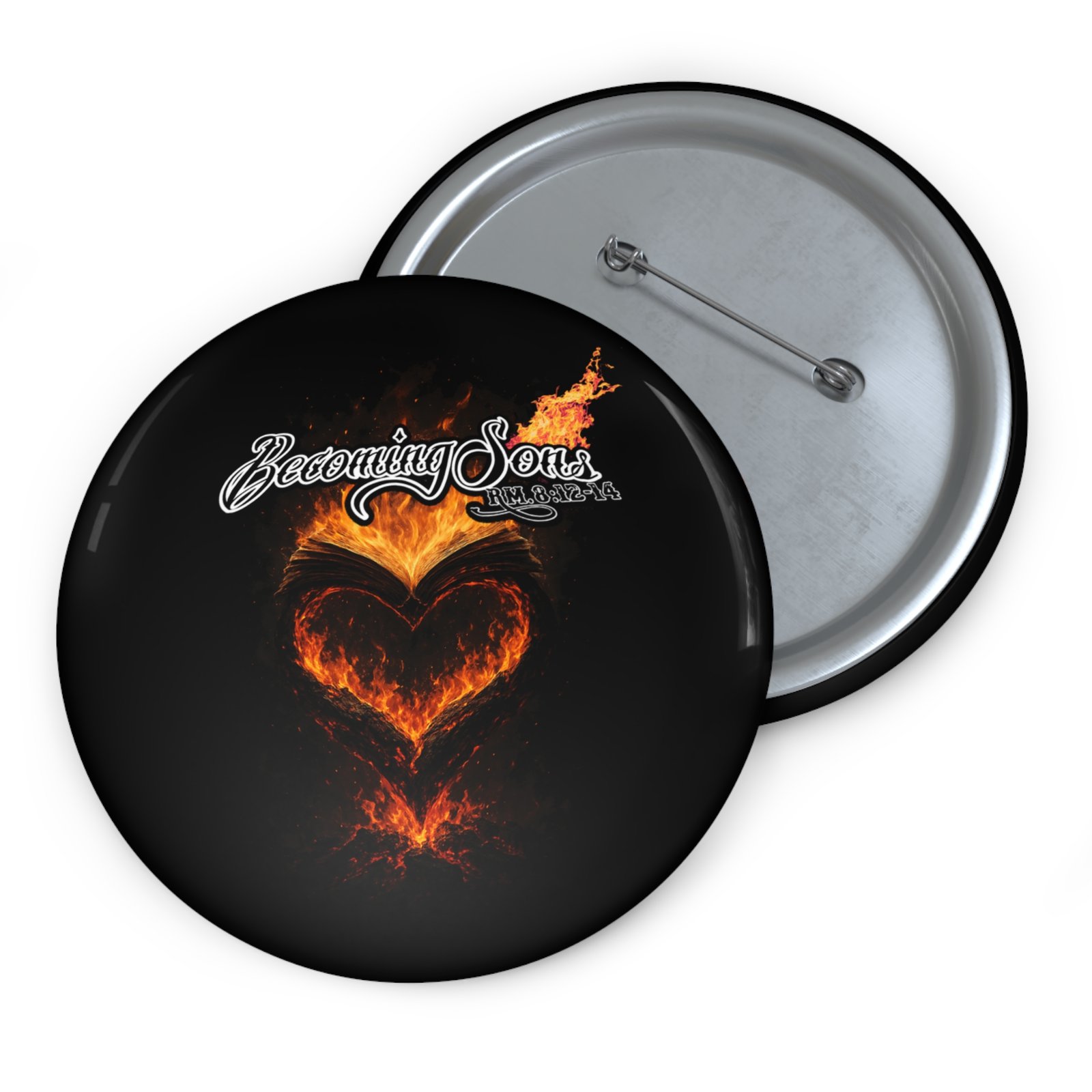 Becoming Sons - Hidden Truth (Flaming Heart) Pin Buttons - Image 5