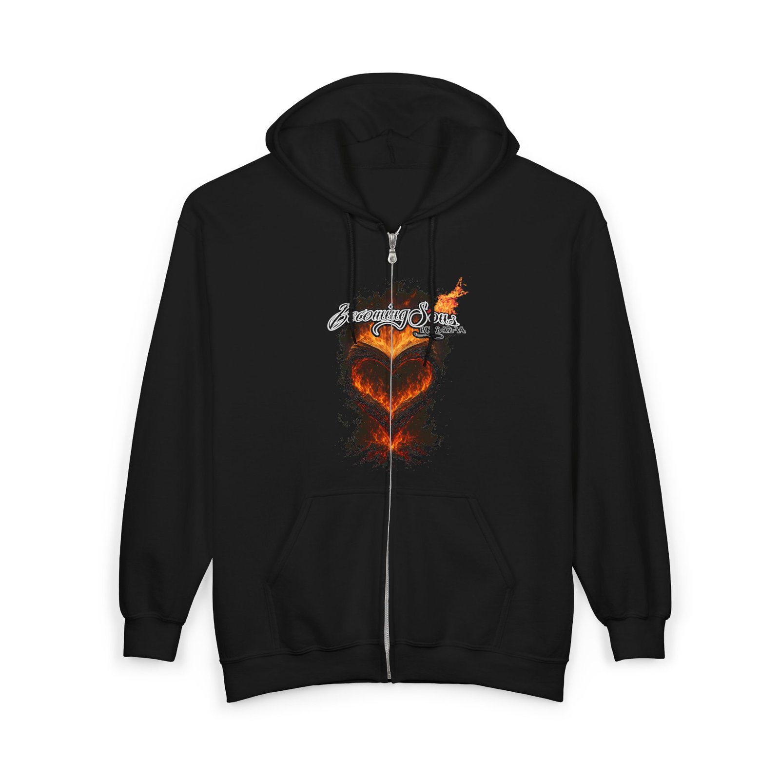 Becoming Sons - Hidden Truth (Flaming Heart) Full Zip Hooded Sweatshirt (2-Sided) - Image 3