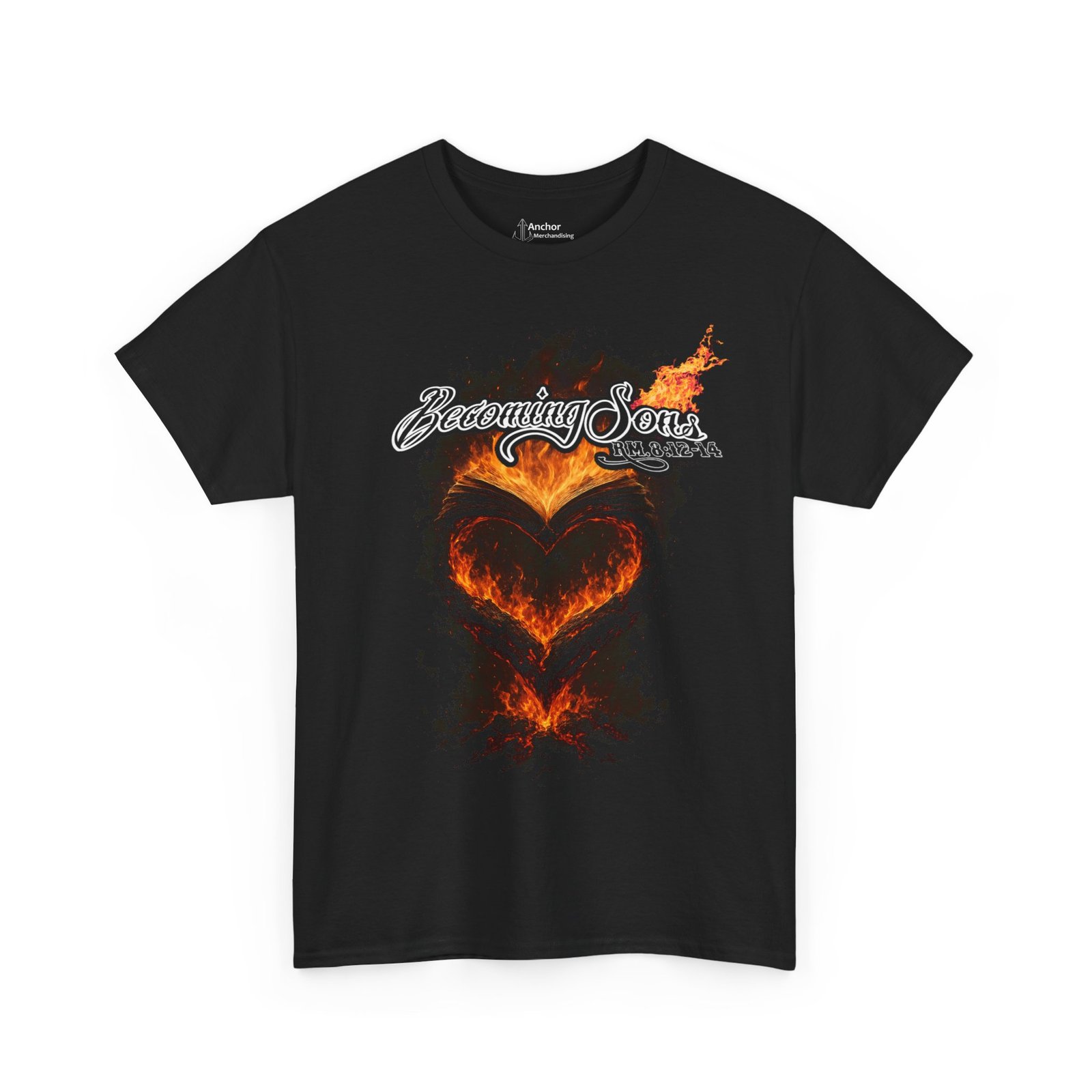 Becoming Sons - Hidden Truth (Flaming Heart) Short Sleeve T-shirt (2-Sided) - Image 3