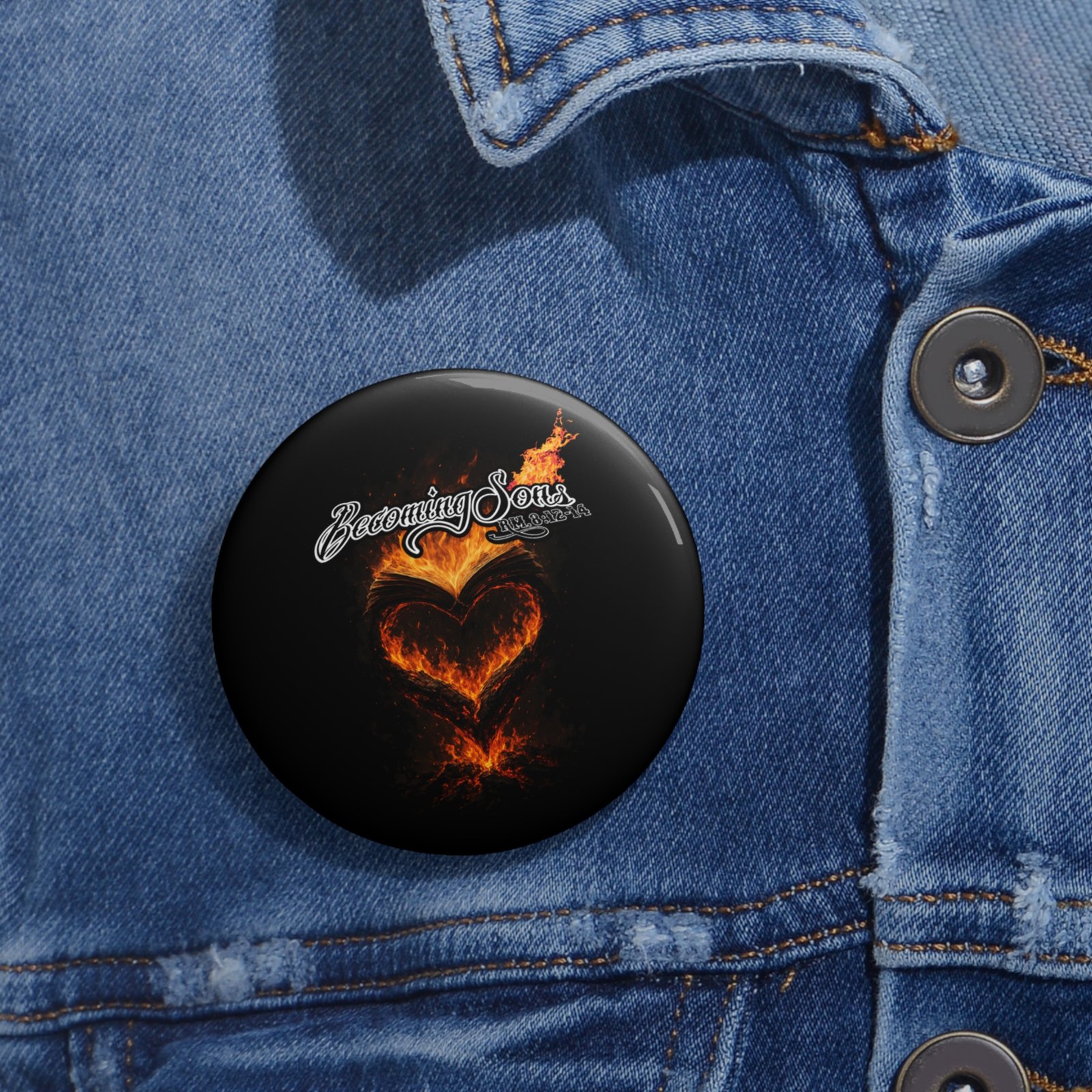 Becoming Sons - Hidden Truth (Flaming Heart) Pin Buttons - Image 4