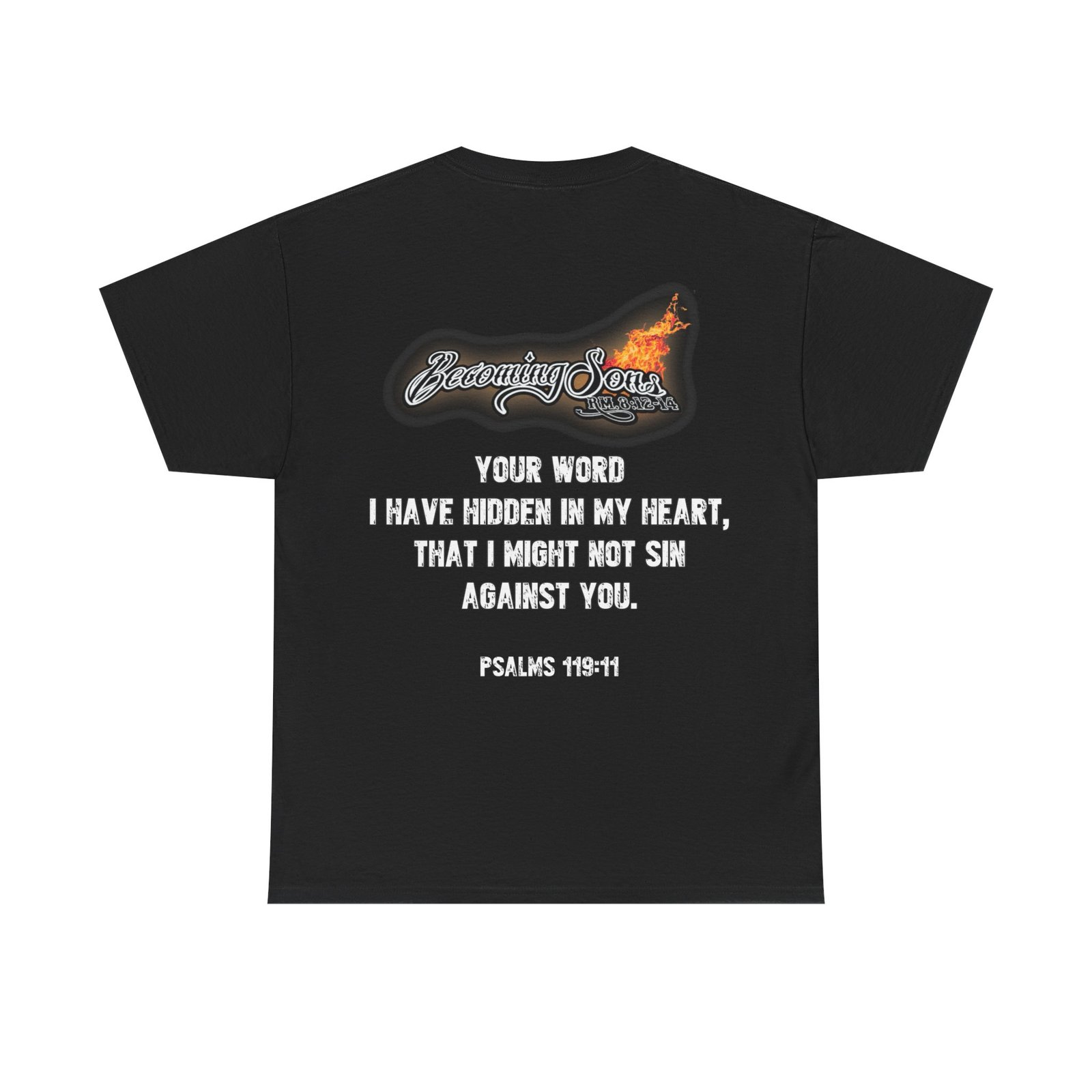 Becoming Sons - Hidden Truth (Flaming Heart) Short Sleeve T-shirt (2-Sided) - Image 2