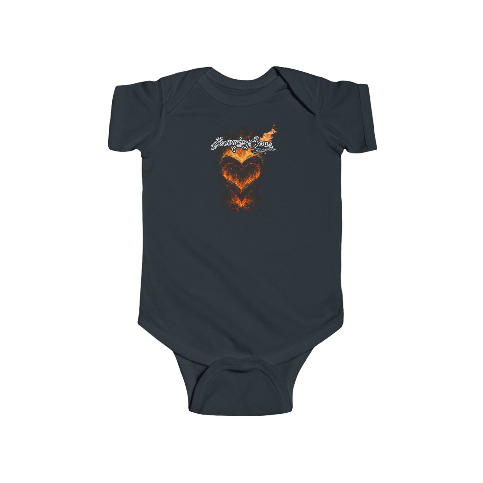 Becoming Sons - Hidden Truth (Flaming Heart) Infant Fine Jersey Bodysuit (2-Sided)