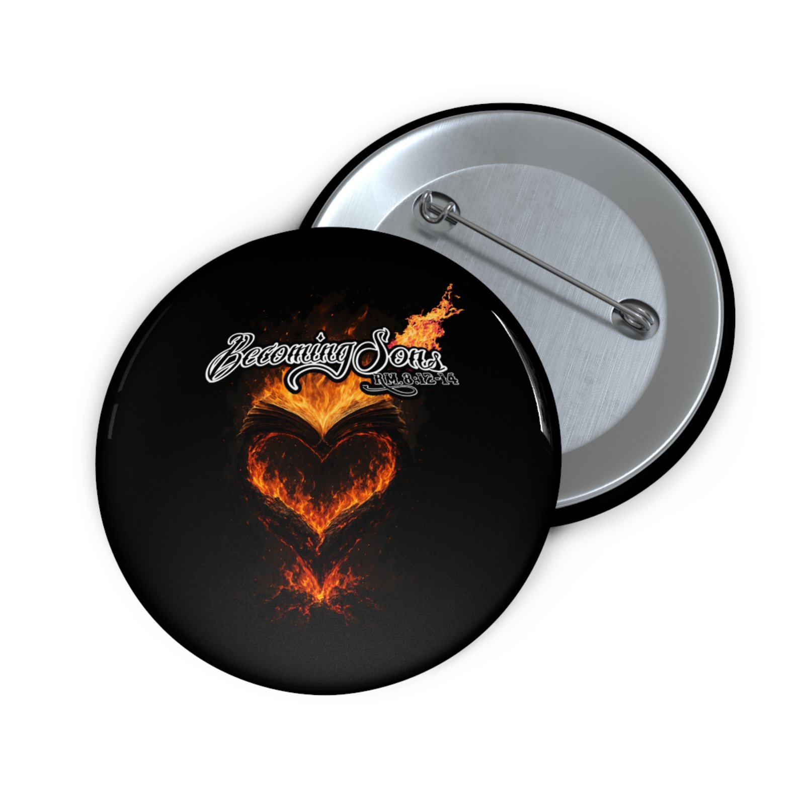 Becoming Sons - Hidden Truth (Flaming Heart) Pin Buttons - Image 3