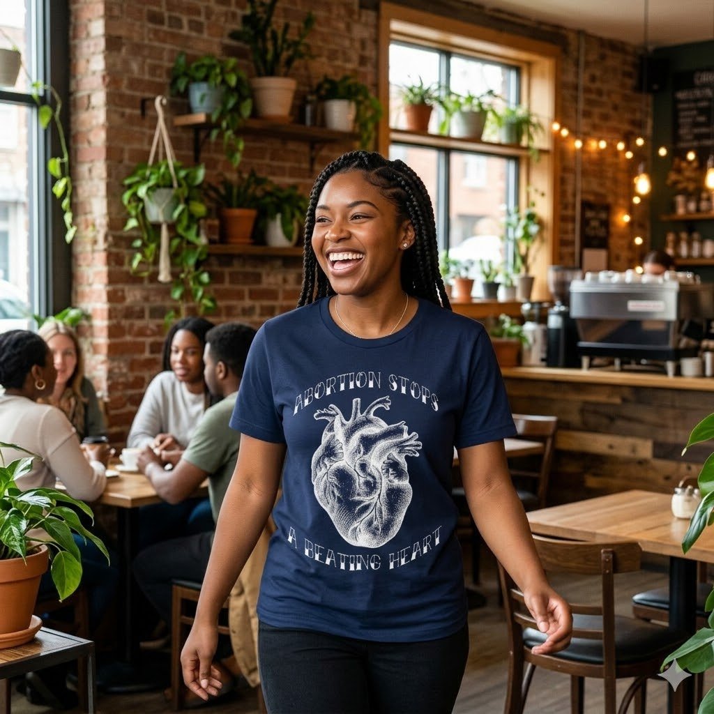 Rock For Life - Abortion Stops A Beating Heart Bella+Canvas Soft Short Sleeve Tee