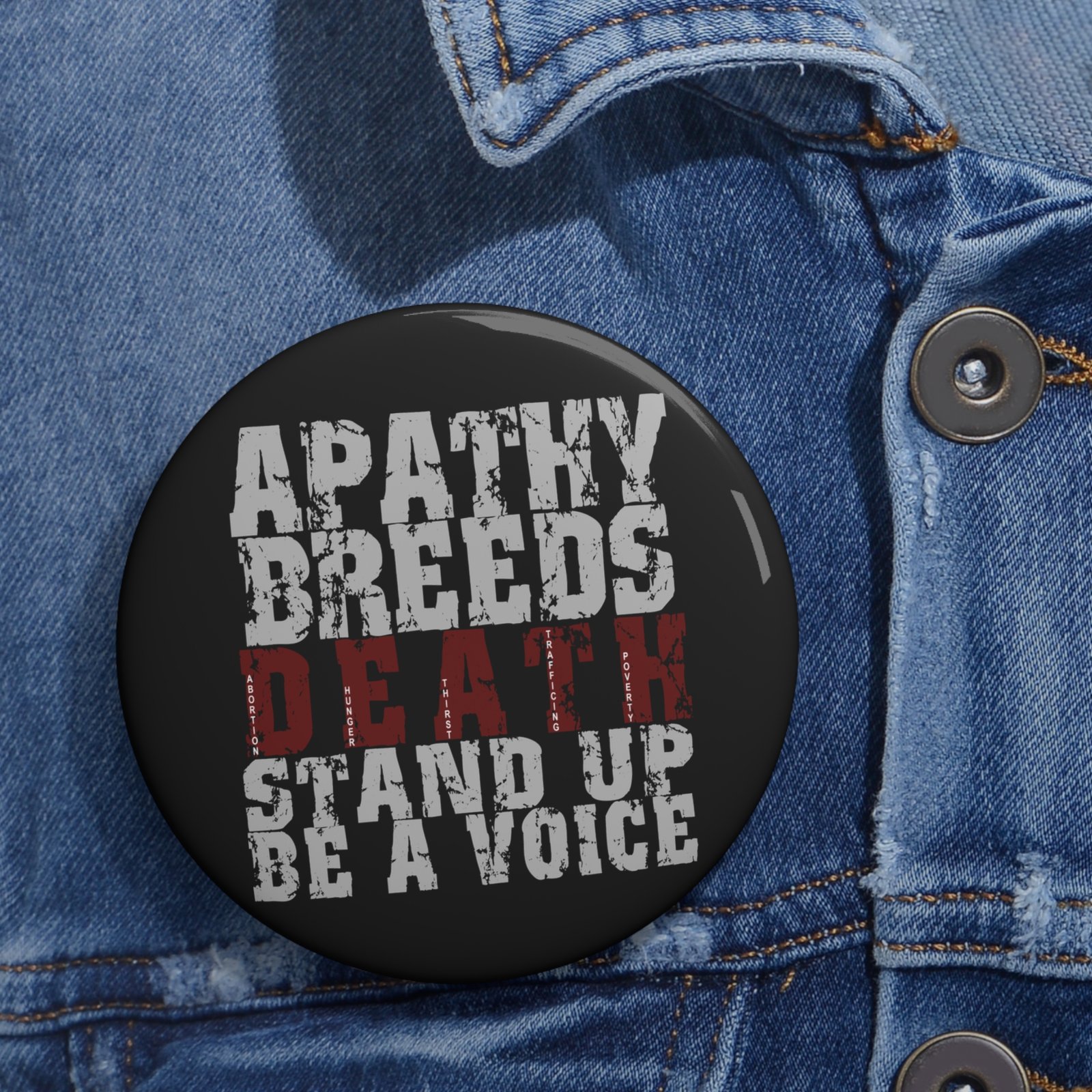 Rock For Life - Apathy Pin Buttons (Red) - Image 6