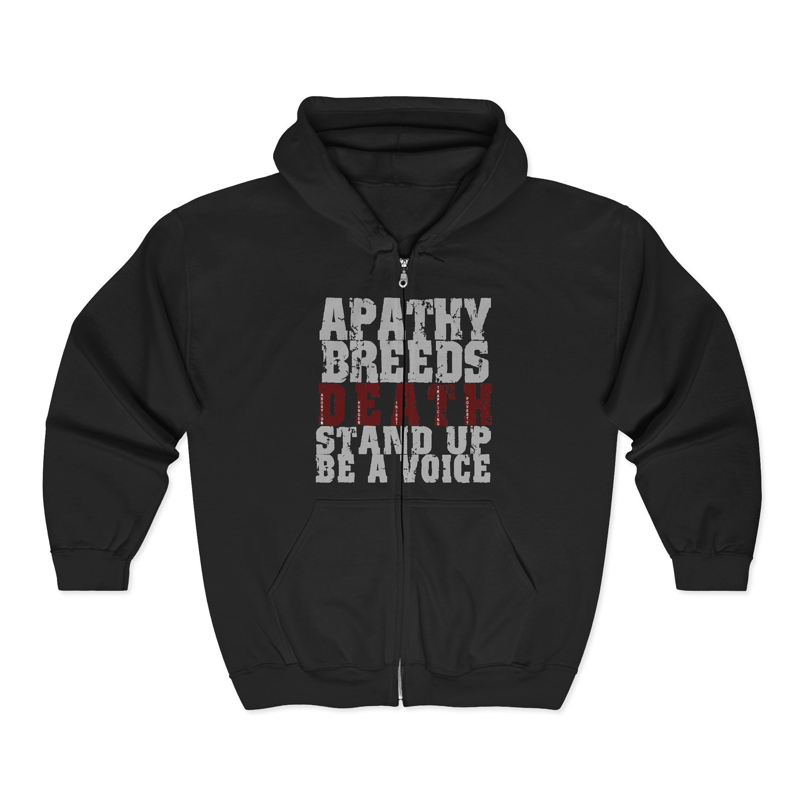 Rock For Life - Apathy Full Zip Hooded Sweatshirt