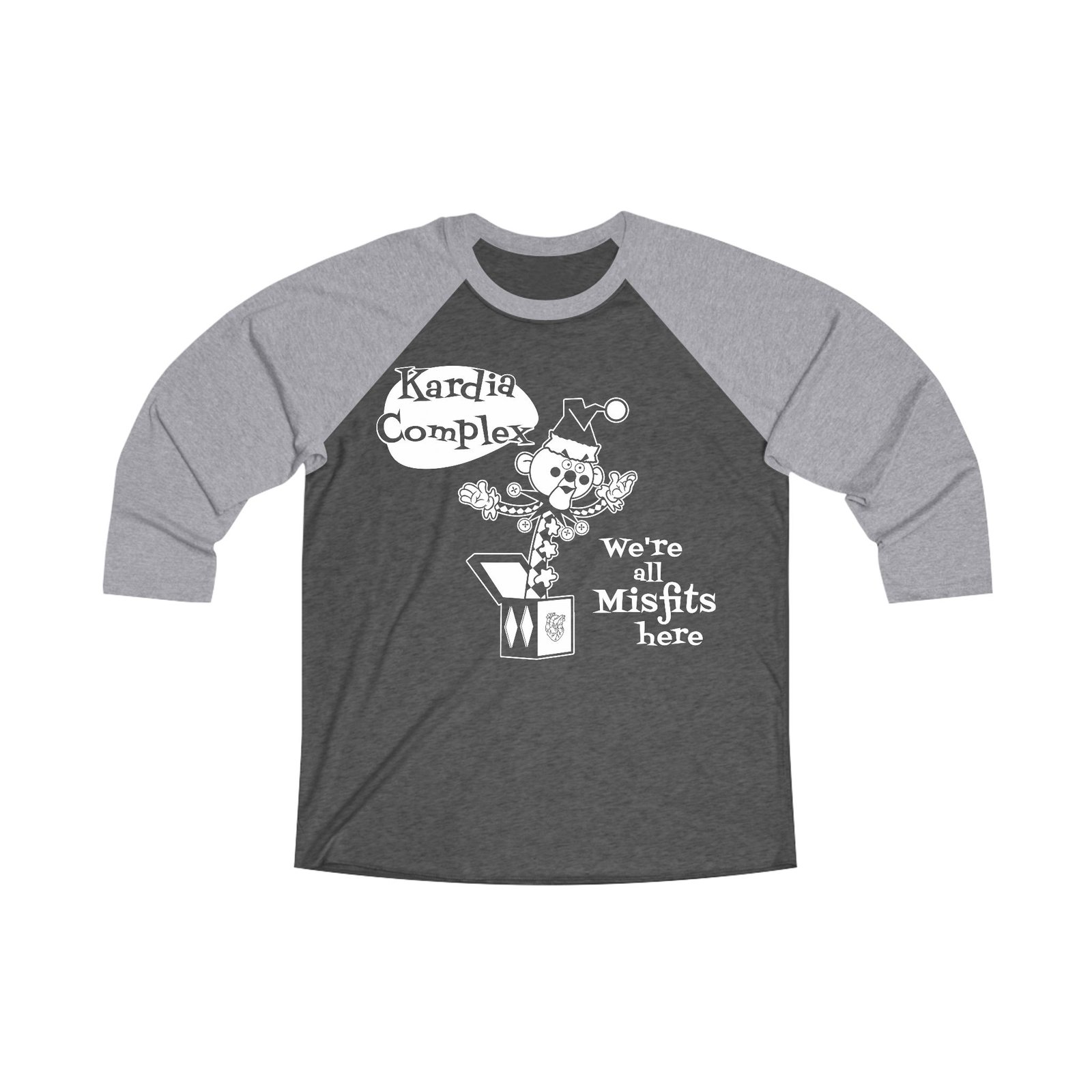 Kardia Complex - We're All Misfits Here 3/4 Sleeve Baseball Tee