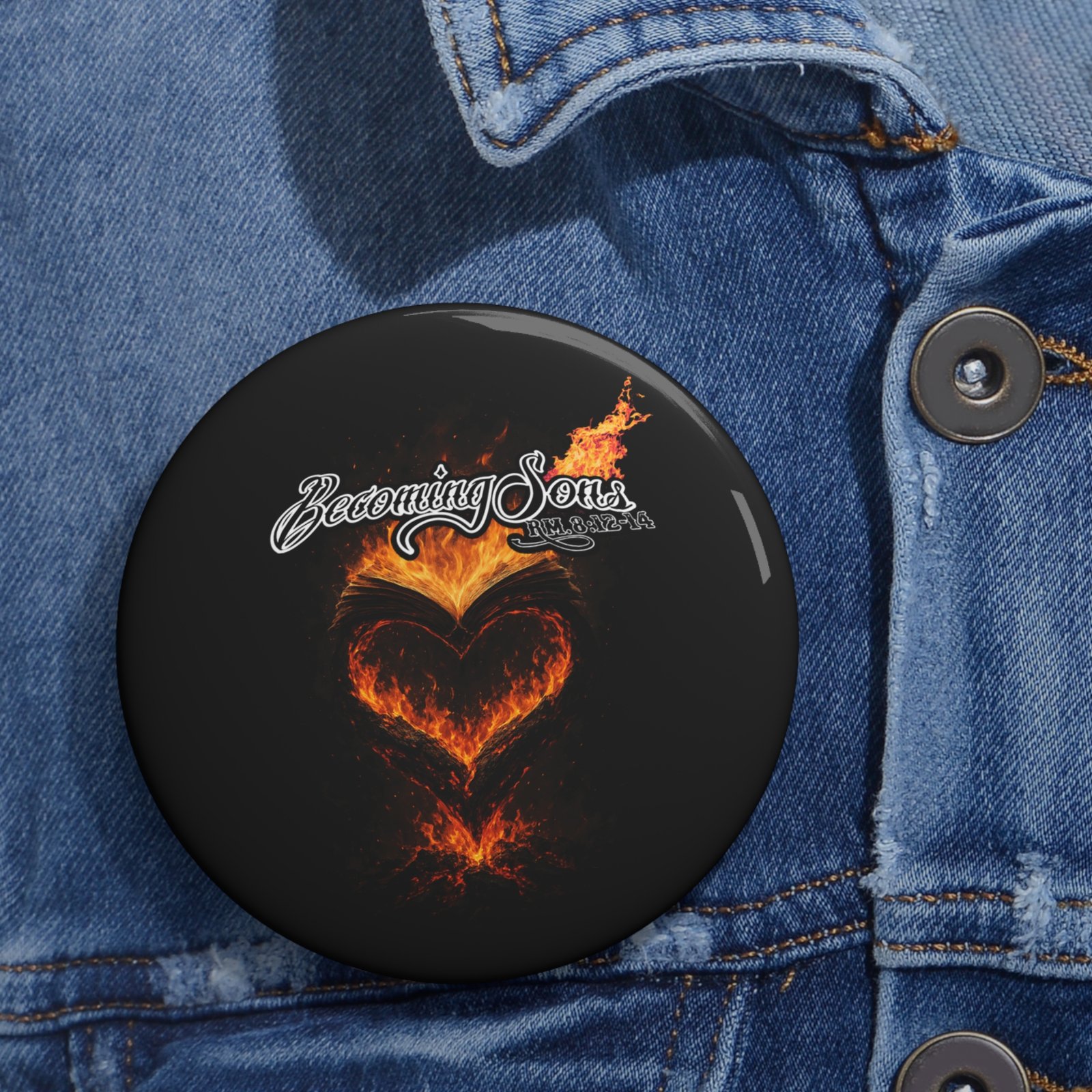 Becoming Sons - Hidden Truth (Flaming Heart) Pin Buttons - Image 6