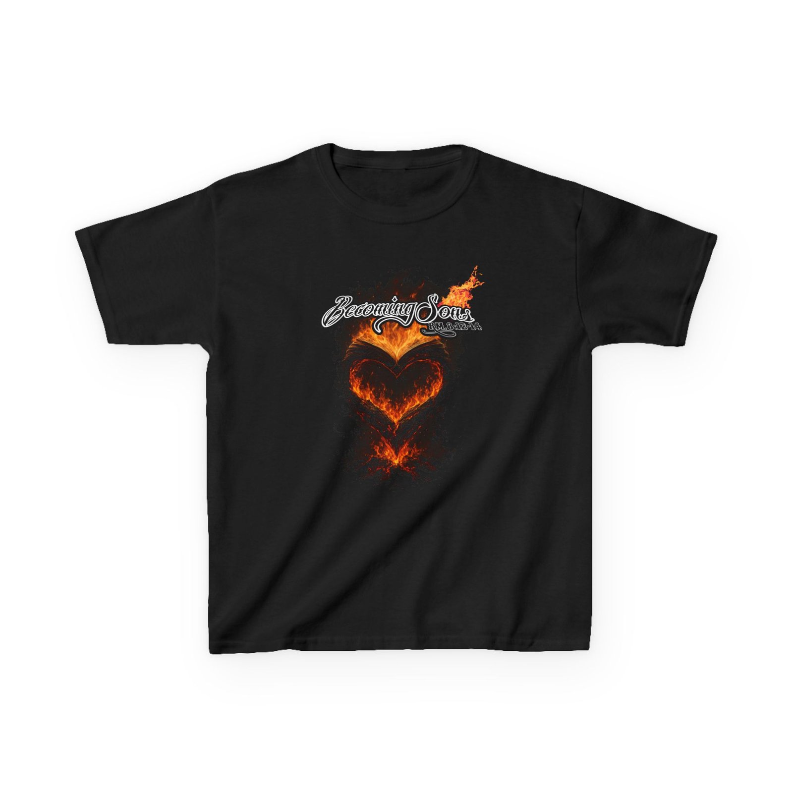 Becoming Sons - Hidden Truth (Flaming Heart) Children's Short Sleeve Tshirt (2-Sided)