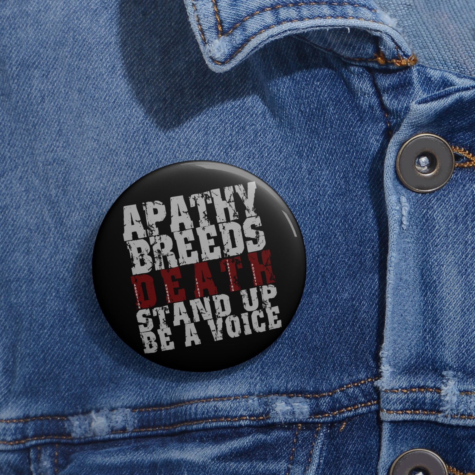 Rock For Life - Apathy Pin Buttons (Red) - Image 4