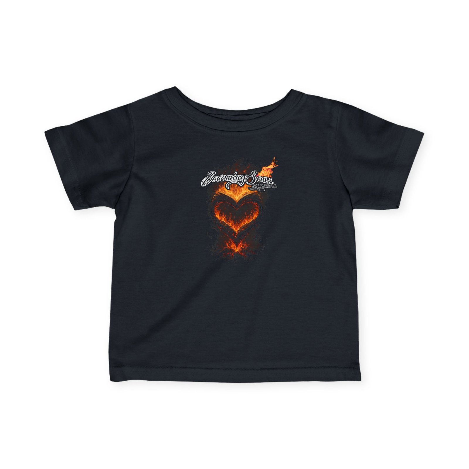 Becoming Sons - Hidden Truth (Flaming Heart) Infant Short Sleeve Tshirt (2-Sided)
