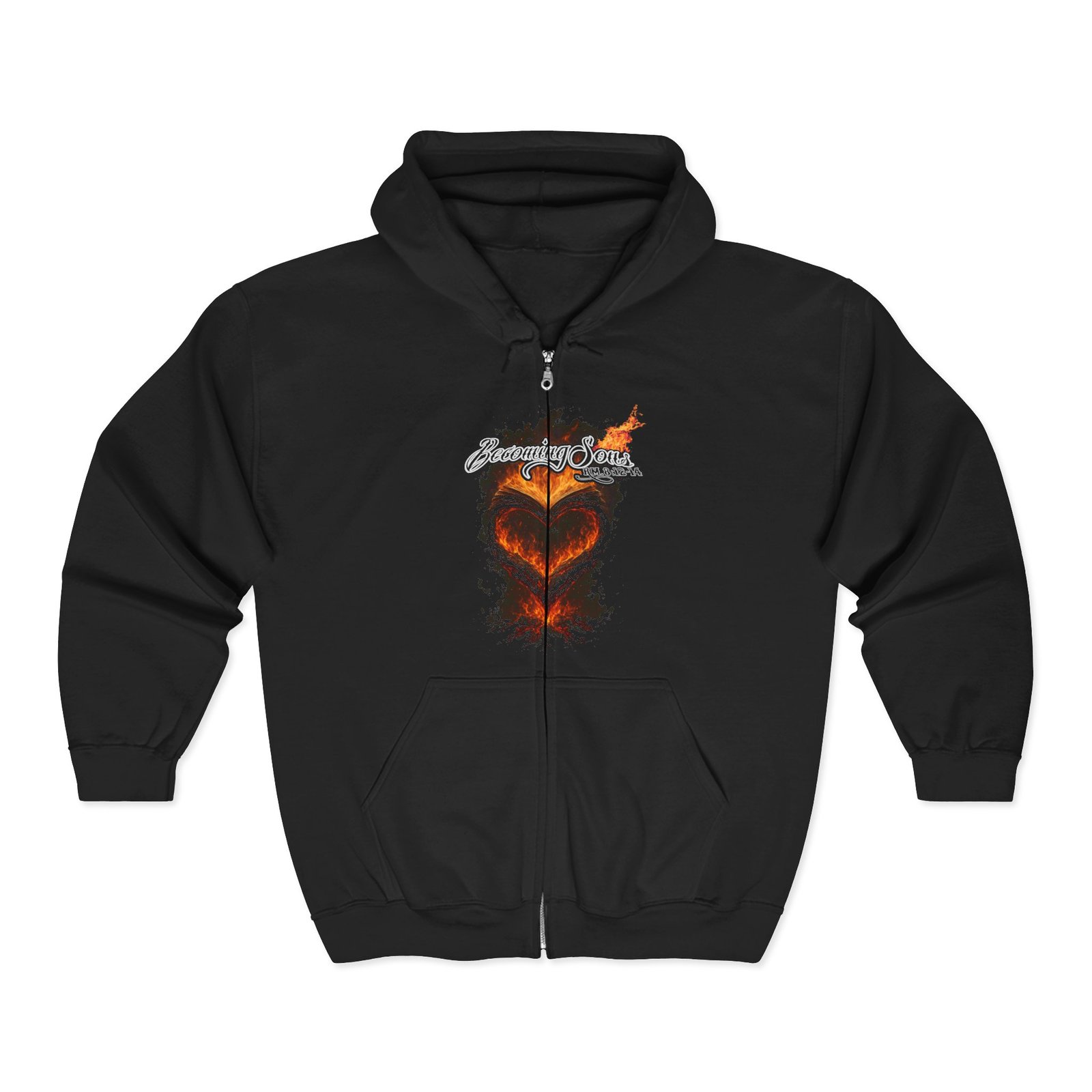 Becoming Sons - Hidden Truth (Flaming Heart) Full Zip Hooded Sweatshirt (2-Sided)