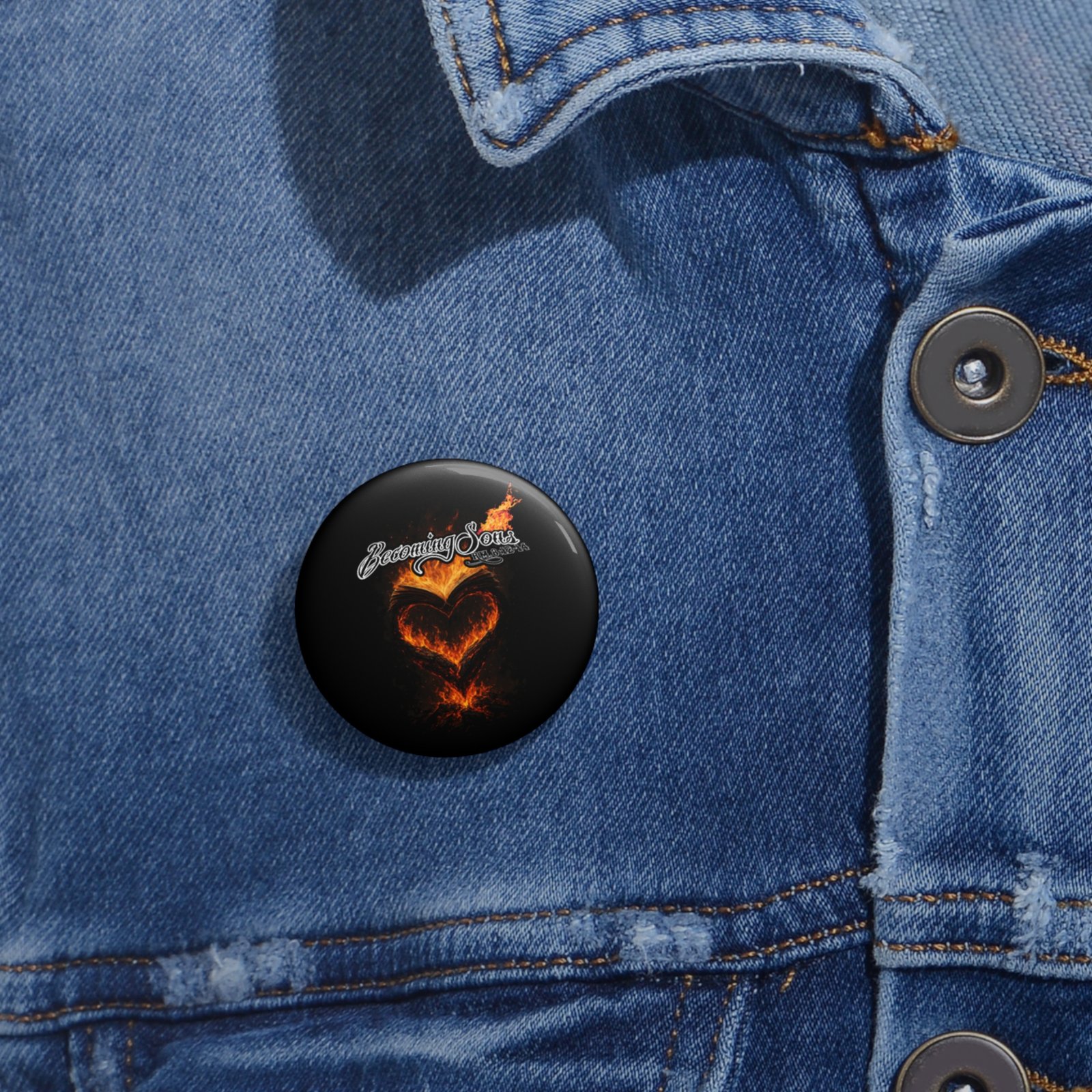 Becoming Sons - Hidden Truth (Flaming Heart) Pin Buttons - Image 2