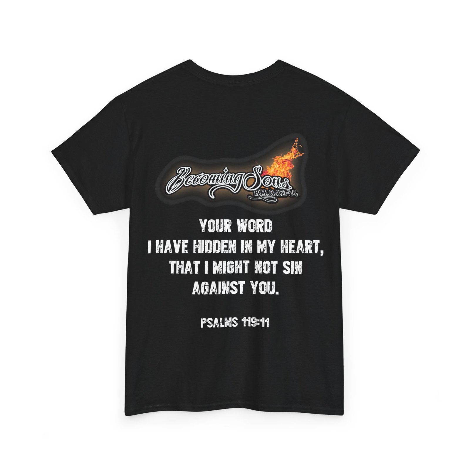 Becoming Sons - Hidden Truth (Flaming Heart) Short Sleeve T-shirt (2-Sided) - Image 4