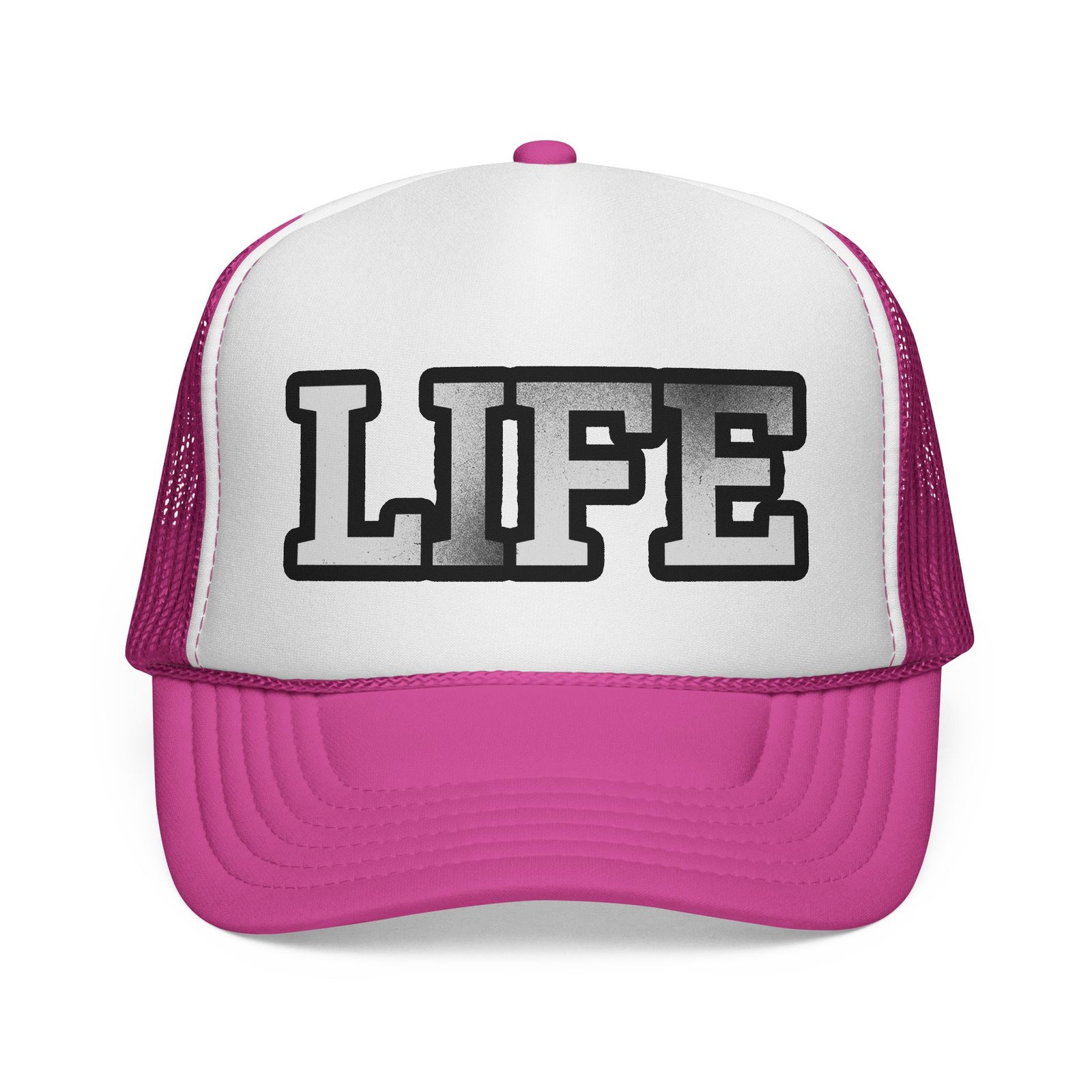 Rock For Life - LIFE Trucker Cap | Retro Varsity Lettering, Mesh Back Hat
