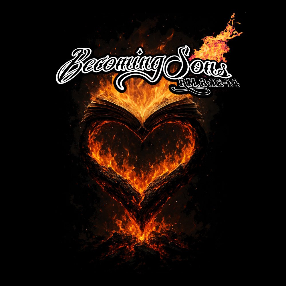 Becoming Sons - Hidden Truth Flaming Heart - Black Denim Printed Patches (2 sizes)