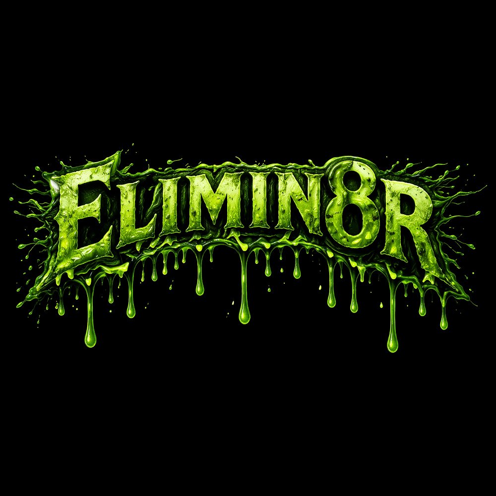 Elimin8r - Dripping Green Logo - Black Denim Printed Patches (2 sizes)