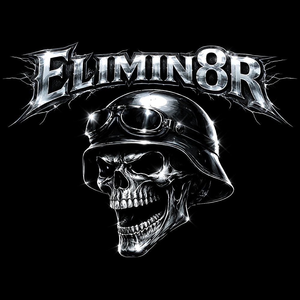 Elimin8r - Skull - Black Denim Printed Patches (2 sizes)