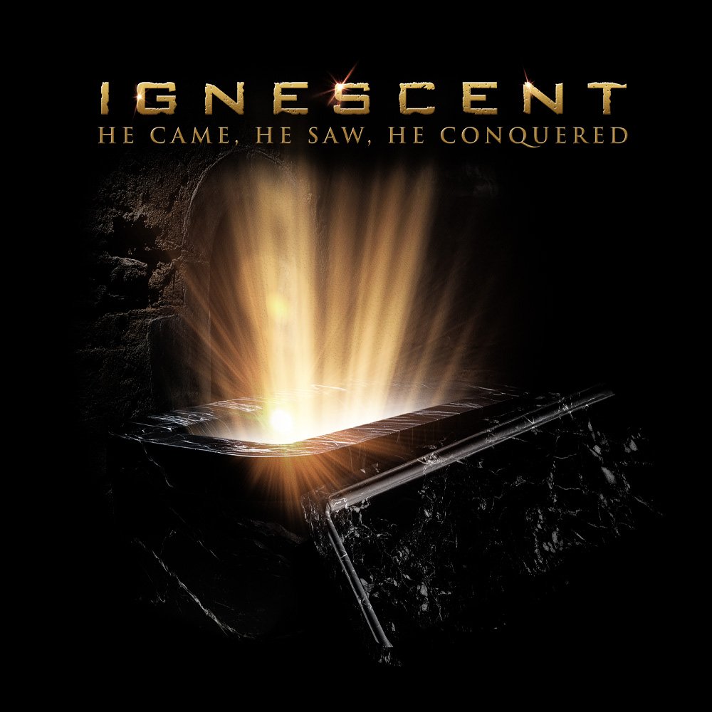 Ignescent - He Came He Saw He Conquered - Black Denim Printed Patches (2 sizes)