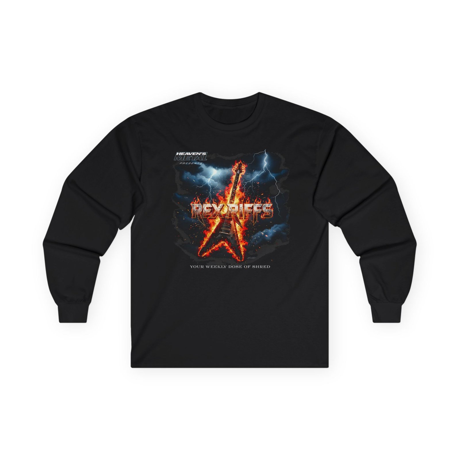 Heaven's Metal Presents Rex Riffs Long Sleeve Tshirt