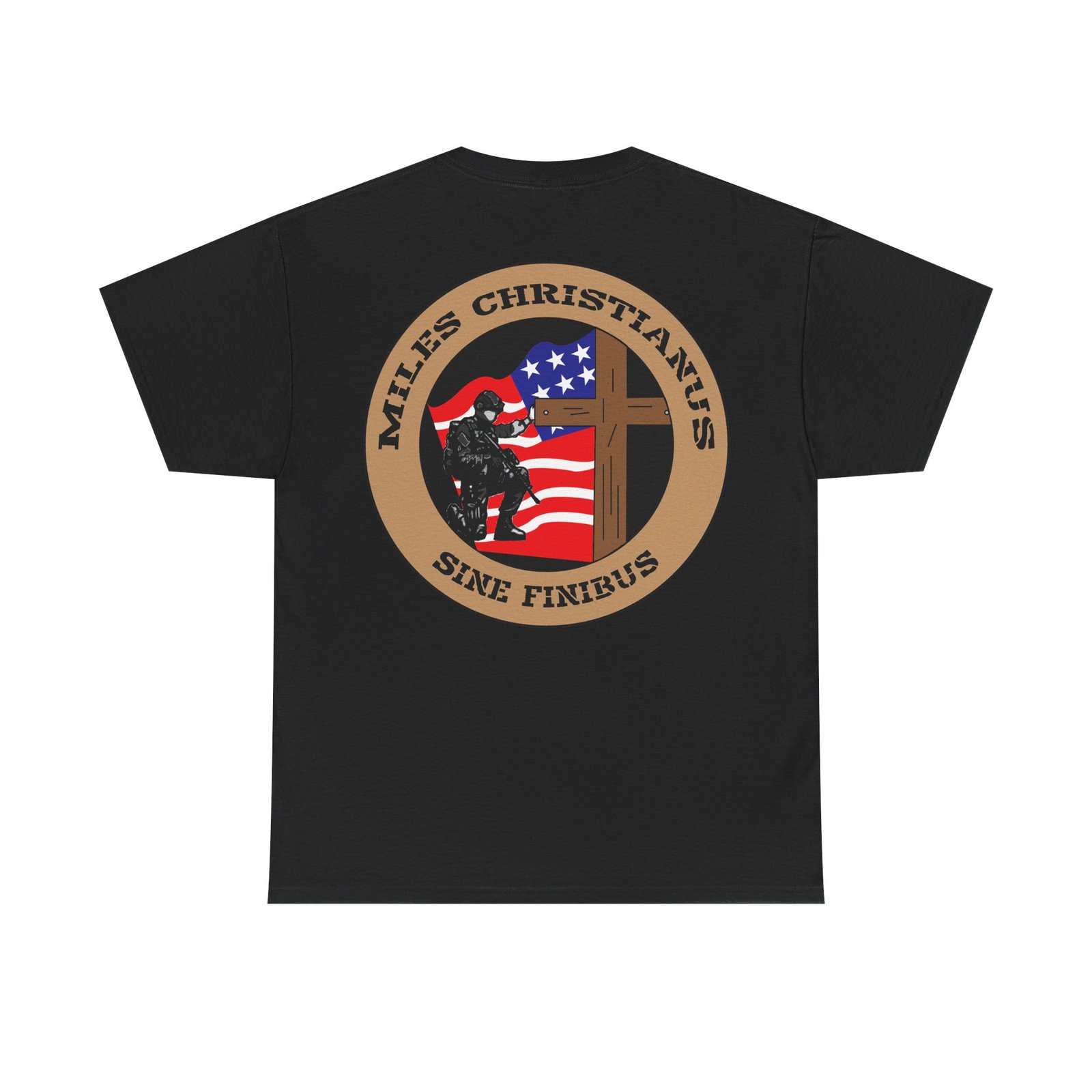Miles Christianus - Sine Finibus Logo V3 Short Sleeve T-shirt (2-Sided)