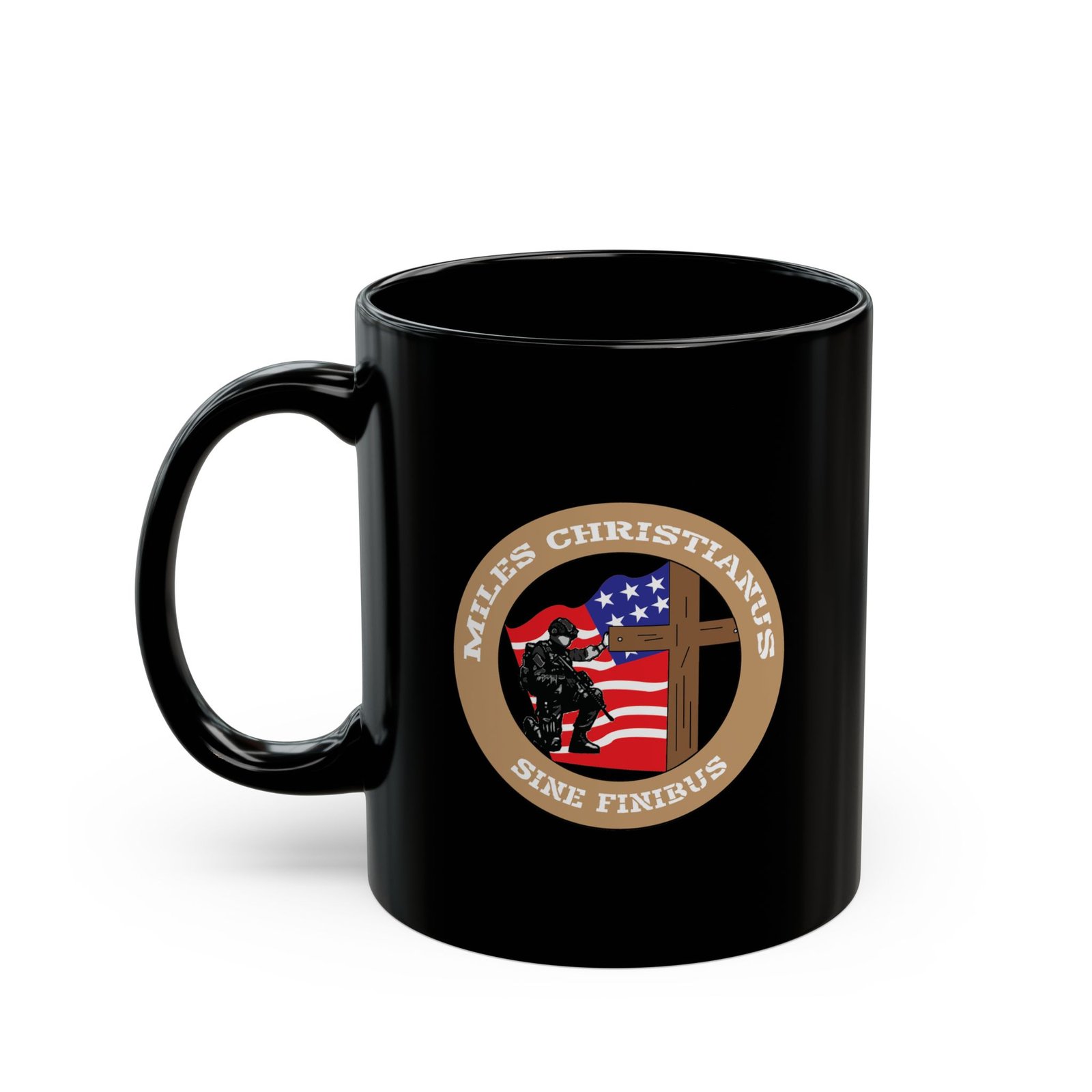 Miles Christianus - Sine Finibus Logo V2 11oz Black Mugs