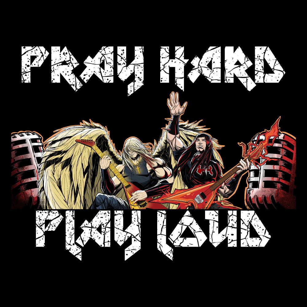 Sanctuary International - Pray Hard Play Loud - Black Denim Printed Patches (2 sizes)