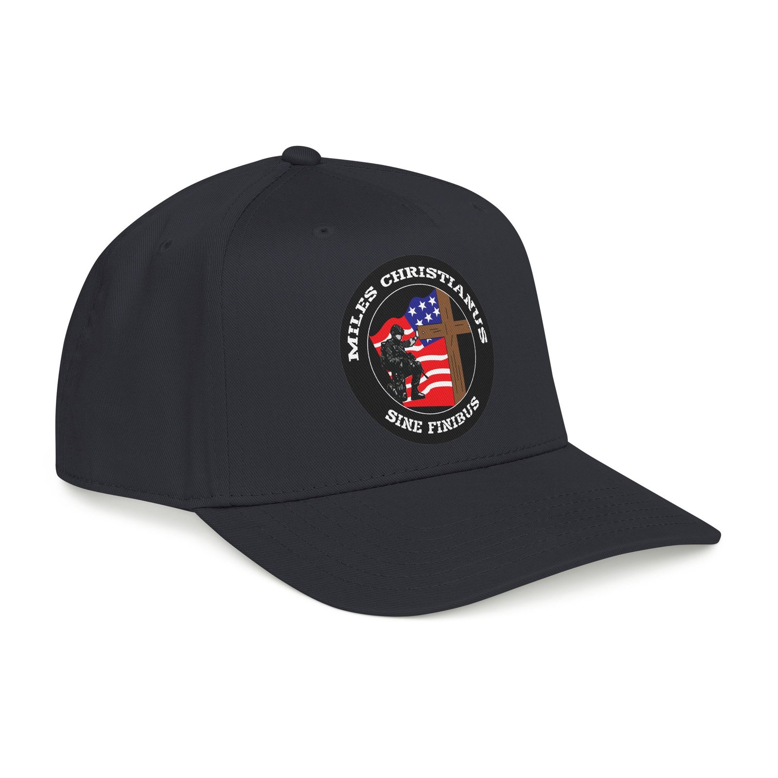 Miles Christianus - Sine Finibus Printed Mid Profile Baseball Cap (Black) - Image 3